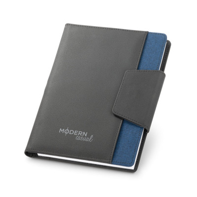 RUSSEL. PU and polyester fabric cover with A5 notebook with plain pages